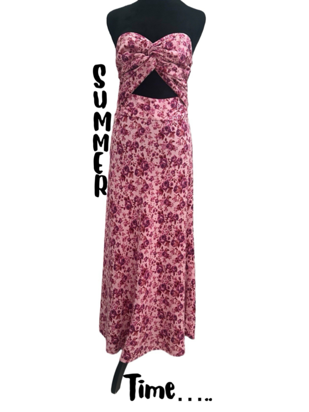 Boho Summer Trixx‎ Juniors' Floral-Print Keyhole Midi Dress. Size- Large